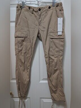 NWT Hudson Rowan Slouchy Skinny Cargo Pants Brown Tan Size 26